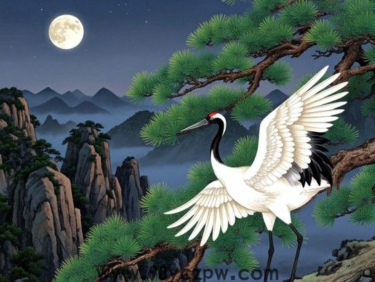 鹤立松柏间，揭秘暮龄尚可展翅飞的生肖鹤，长寿与坚韧的象征