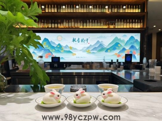 三碟小点心伴绿茶，趣味生肖兔中品人生，悠闲时光细细赏