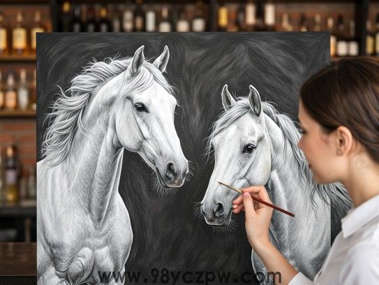 生肖马精妙刻画，二马特二二开与佳人画眉的深情寓意