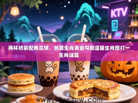 两杯奶茶配南瓜饼，创意生肖美食勾勒温馨生肖图打一生肖谜题